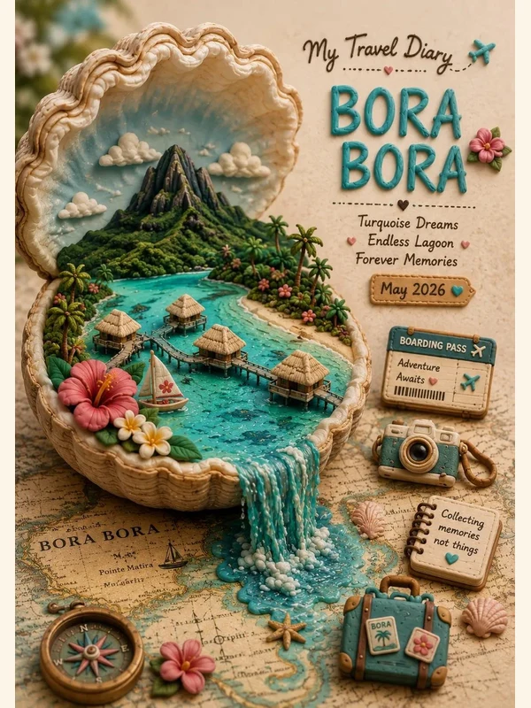 Bora Bora miniature clay landscape